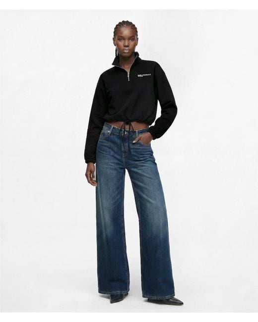 KL Jeans Blue Washed Low-Rise Wide-Leg Jeans