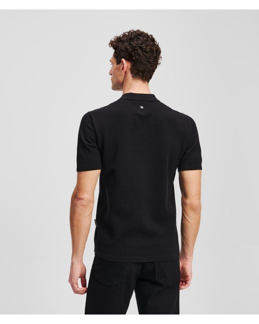 Karl Lagerfeld Black Zip-up Polo Shirt for men