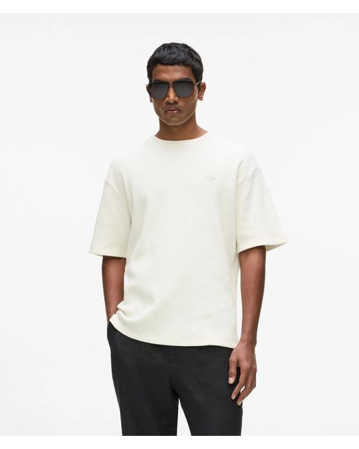 Karl Lagerfeld White Textured Monogram T-Shirt for men