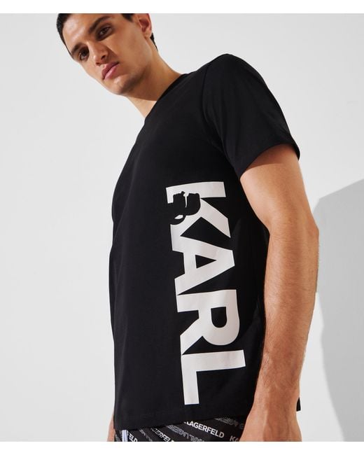 Karl Lagerfeld Black Logo Beach T-Shirt for men