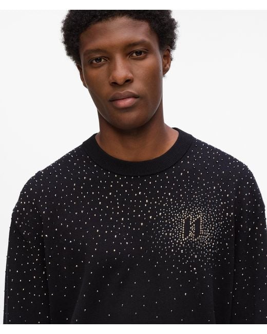 Karl Lagerfeld Black Rhinestone Degradé Sweater for men