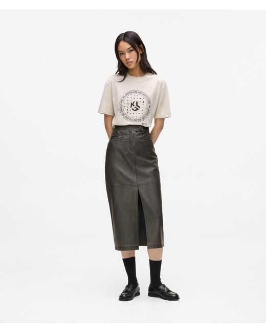 Jupe En Simili-Cuir Longueur Midi, Femme, Taille KL Jeans en coloris White