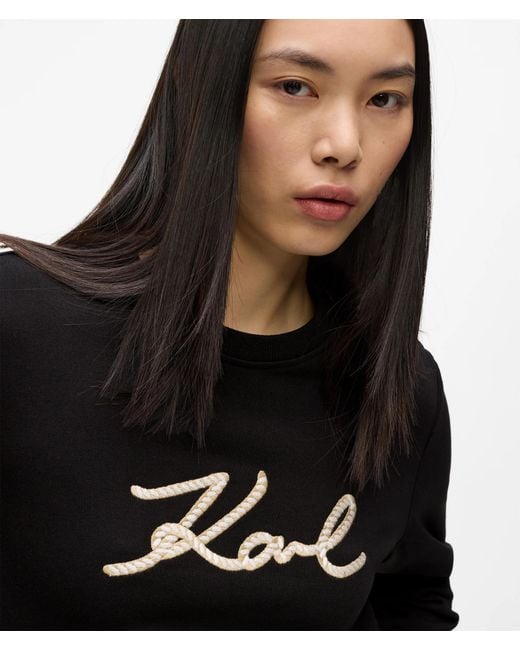 Karl Lagerfeld Black Signature Rope Detail Sweatshirt
