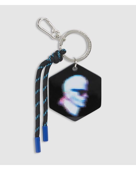 KL Jeans White Karl Graphic Keychain for men