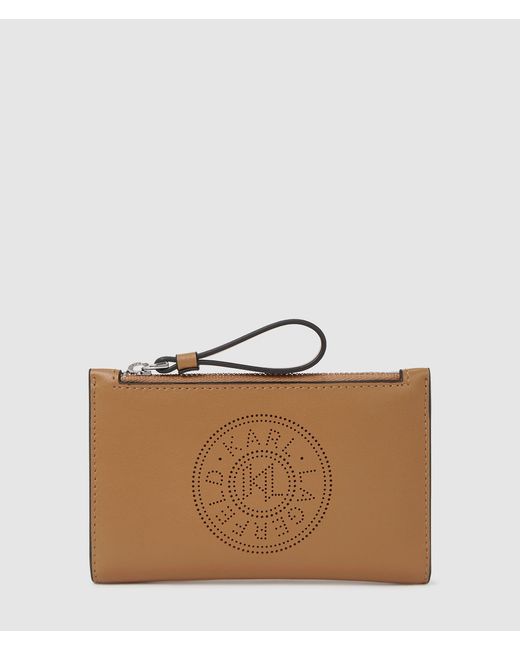 Karl Lagerfeld Brown K/Circle Bi-Fold Wallet