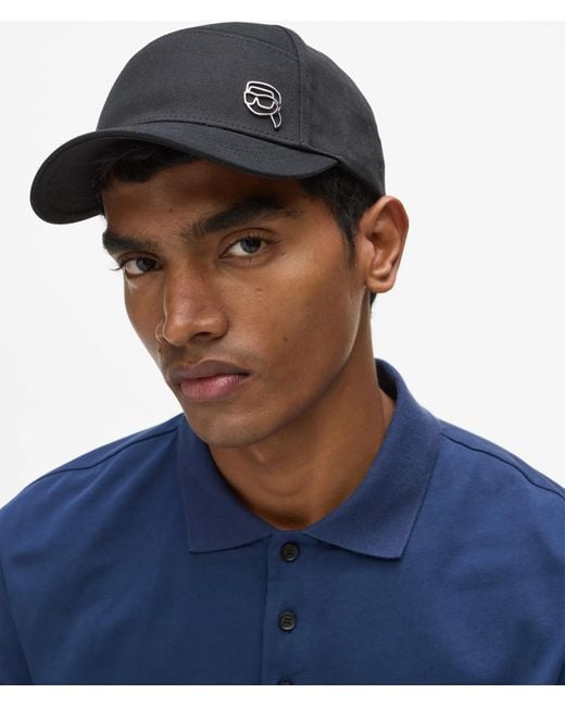 Karl Lagerfeld Black Ikon Pin Cap for men