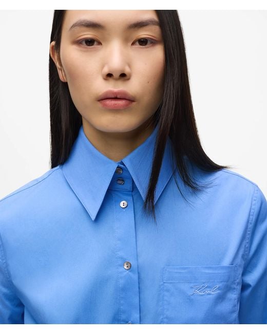 Karl Lagerfeld Blue Poplin Blouse