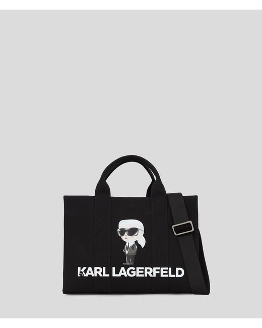 Karl Lagerfeld Black Ikon Aquarelle Canvas Tote Bag