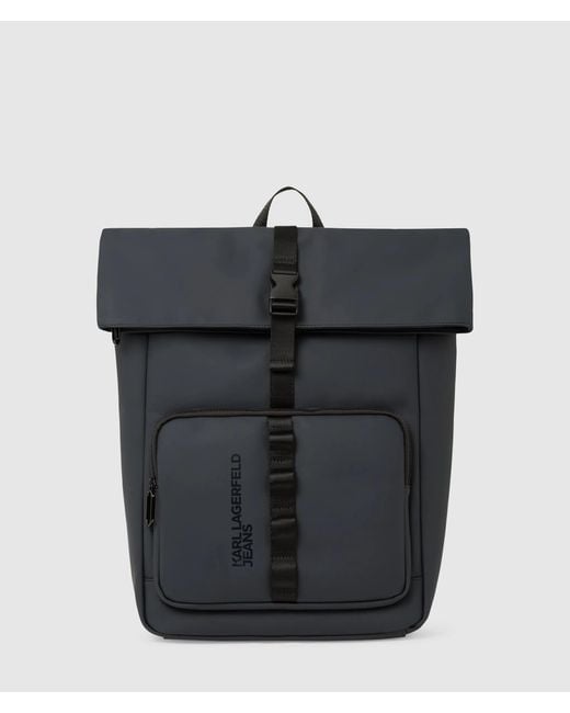 KL Jeans Black Roll Top Strap Backpack for men