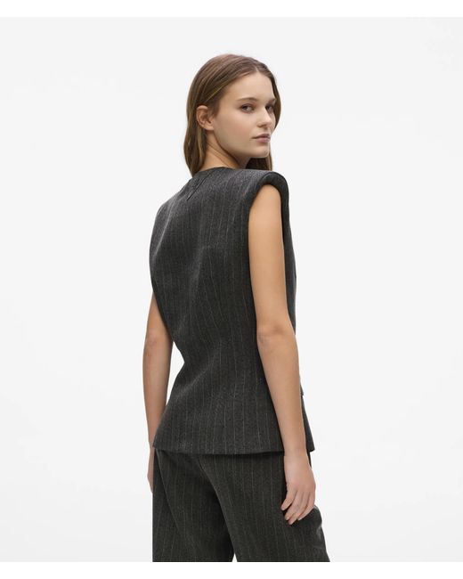 Karl Lagerfeld Black Pinstripe Tailored Vest