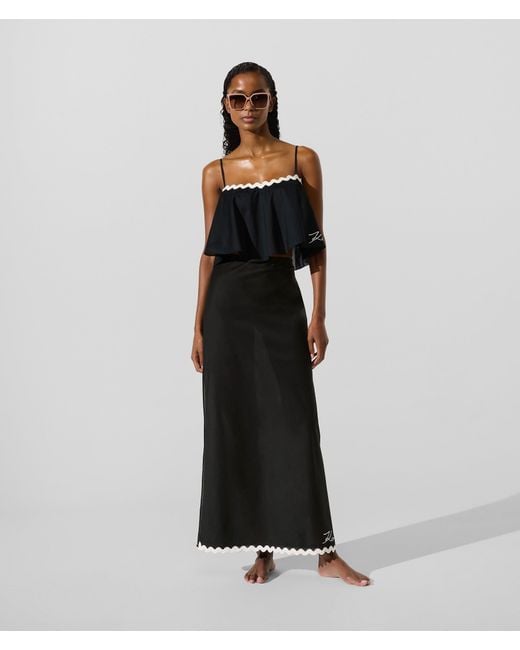 Karl Lagerfeld Black Signature Scallop Beach Skirt