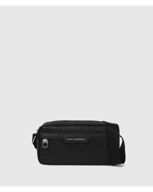 Karl Lagerfeld Black K/Monogram Perforated Crossbody Bag for men