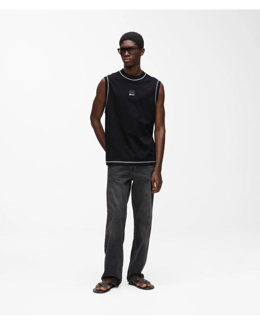KL Jeans Black Relaxed Contrast Stitch Tank Top for men