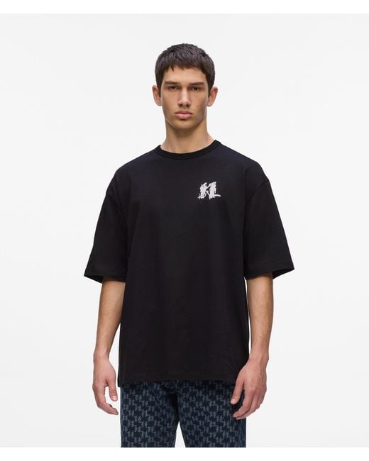 Karl Lagerfeld Black Graphic Monogram T-Shirt for men