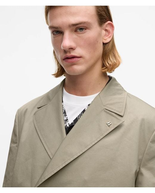 Karl Lagerfeld Natural Double Breasted Overcoat for men