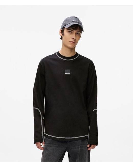 KL Jeans Black Contrast Stitch Long-Sleeved T-Shirt for men