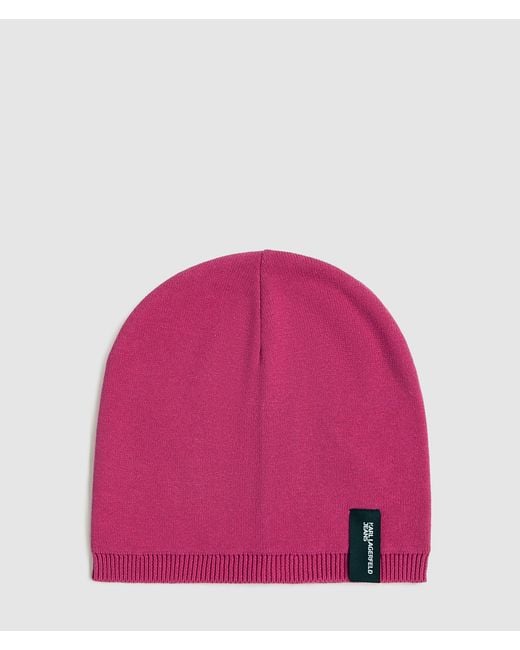 KL Jeans Pink Logo Patch Beanie