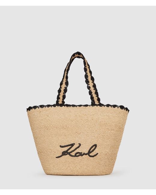 Karl Lagerfeld Natural K/Signature Scallop Beach Bag