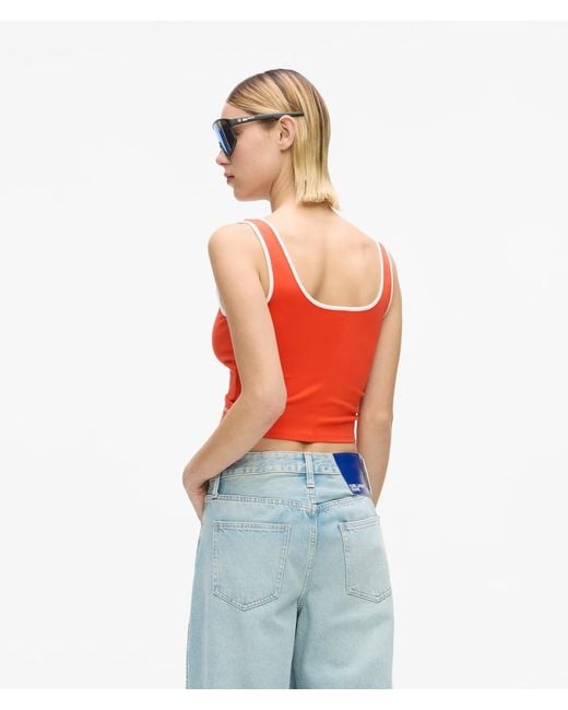KL Jeans Red V-Neck Ruched Tank Top