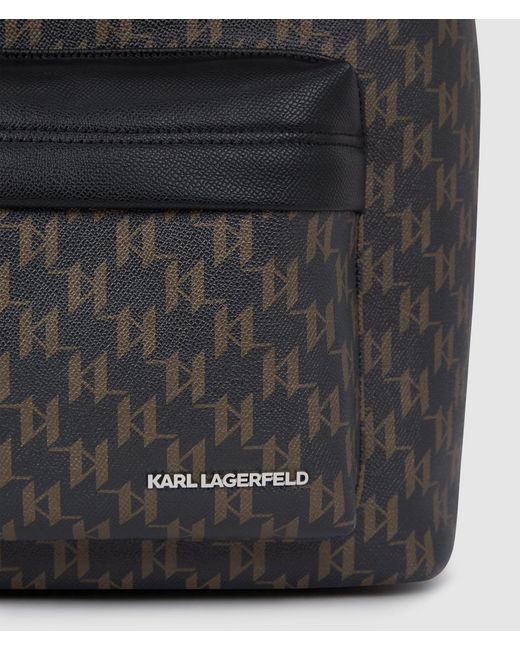 Karl Lagerfeld Black K/Monogram Kanvas Backpack, Multicoloured for men