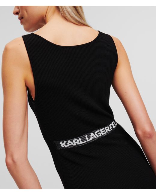 Karl Lagerfeld Black Rib-knit Sleeveless Dress