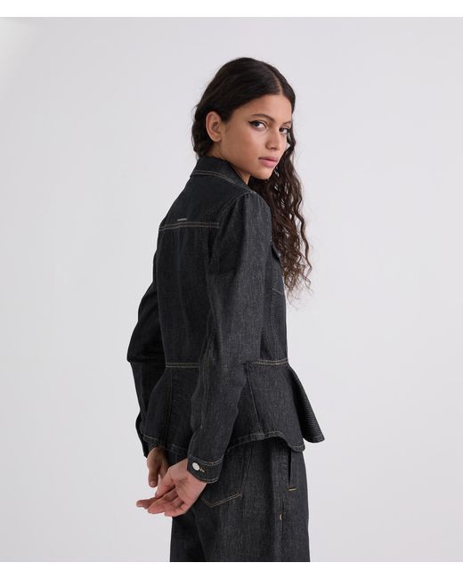 Karl Lagerfeld Black Contrast Stitch Denim Jacket