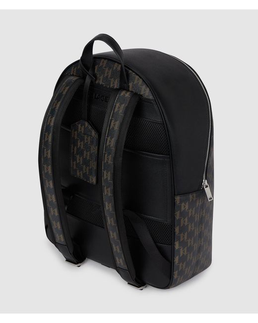 Karl Lagerfeld Black K/Monogram Kanvas Backpack, Multicoloured for men