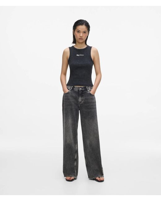 KL Jeans Black Washed Ribbed Tank Top