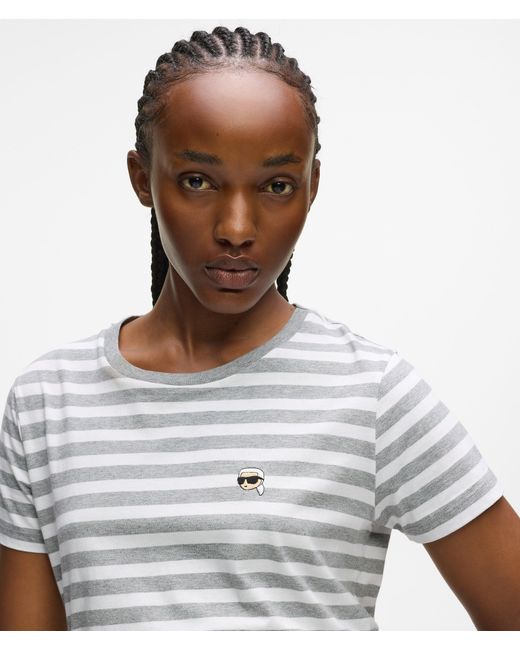 Karl Lagerfeld White Ikon Striped T-Shirt