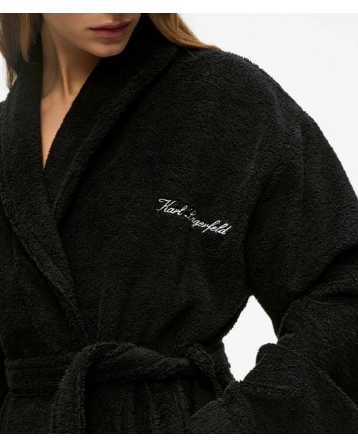 Karl Lagerfeld Black Terry Bathrobe
