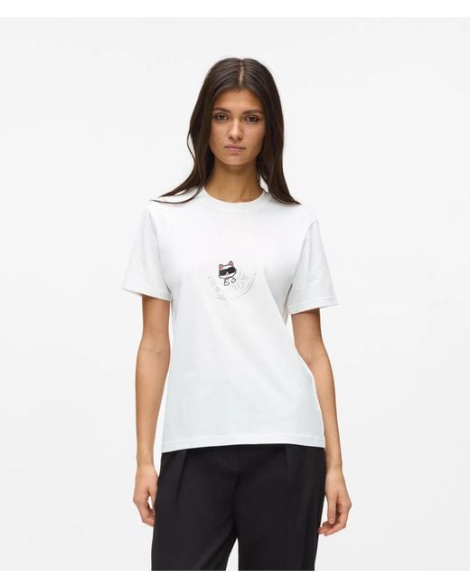 Karl Lagerfeld White Ikon Circle Logo T-Shirt