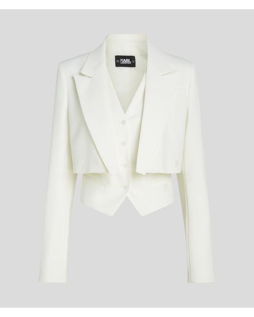 Karl Lagerfeld White Tailored Transformer Jacket Handpicked By Hun Kim