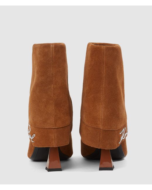 Karl Lagerfeld Brown Debutante Fold-Down Ankle Boots