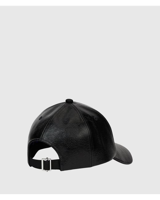 KL Jeans Black Cracked Faux-Leather Cap for men