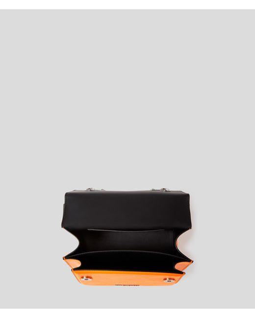 Karl Lagerfeld Orange K/seven Grain Leather Shoulder Bag