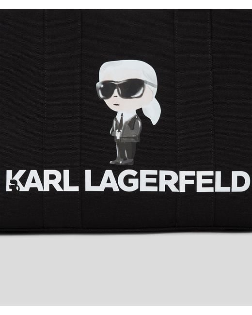 Karl Lagerfeld Black Ikon Aquarelle Canvas Tote Bag