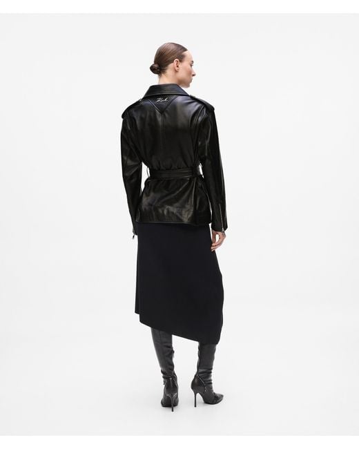 Karl Lagerfeld Black Oversized Leather Jacket