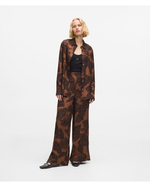 Karl Lagerfeld Brown Fan Print Pants