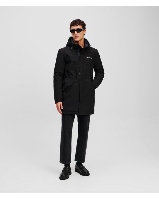 Karl Lagerfeld Black Ultra Lightweight Hooded Parka for men
