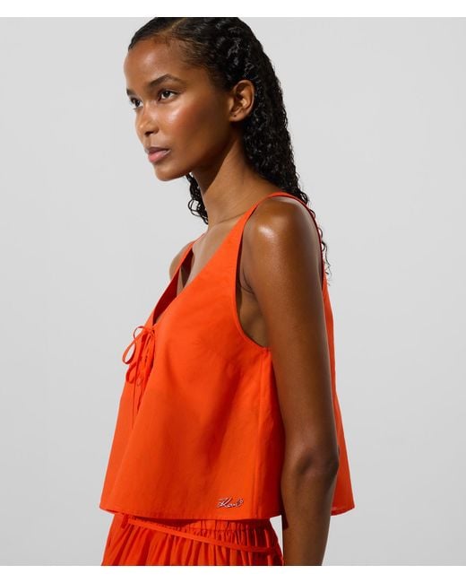 Karl Lagerfeld Red Tie-Front Beach Top