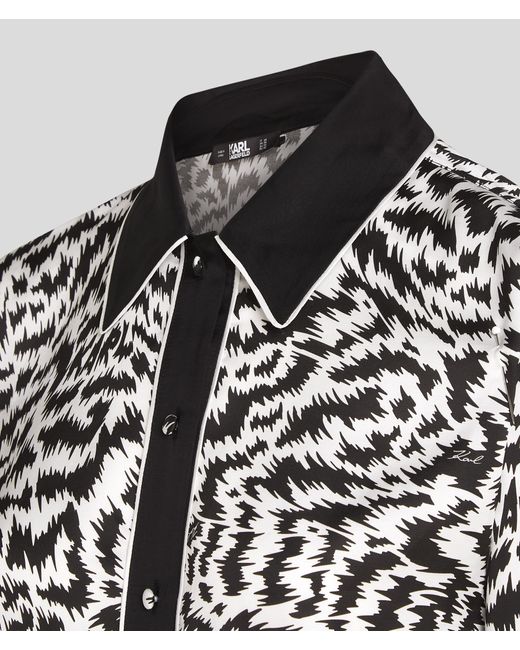 Chemise Pyjama Avec Imprimé Zèbre Karl Lagerfeld en coloris White