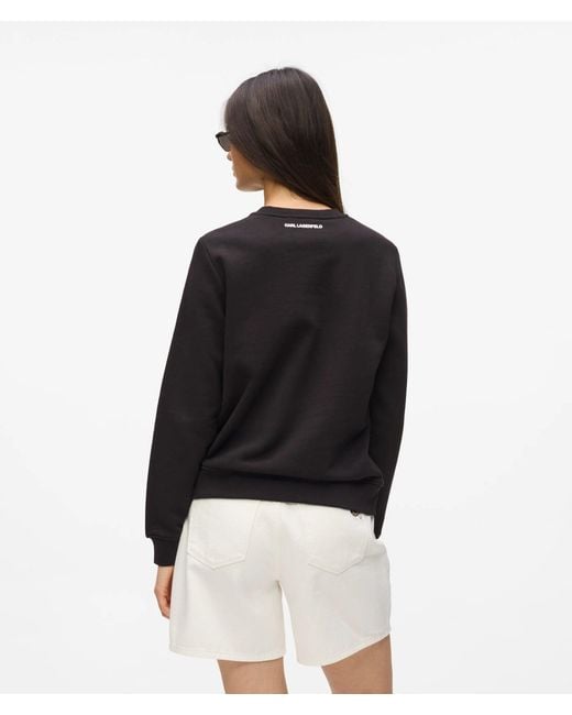 Karl Lagerfeld Black Ikon Rhinestone Karl & Choupette Sweatshirt