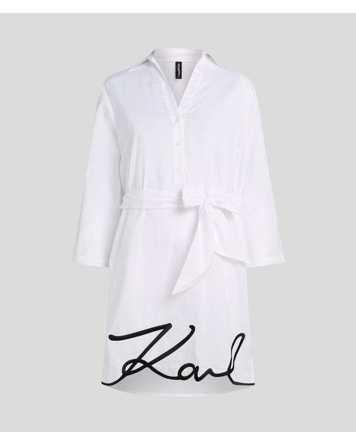 Karl Lagerfeld White K/Signature Beach Shirt Dress