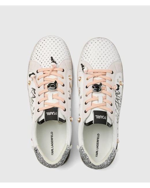 KL Jeans White Skool Karl Quote Studded Sneakers