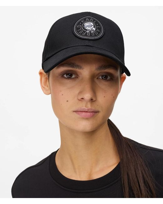 Karl Lagerfeld Black Ikon Circle Patch Cap