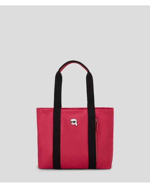 Karl Lagerfeld Red Ikon Nylon Large Zip-top Tote Bag