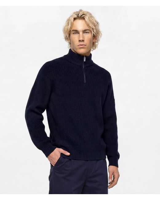 KL Jeans Blue Half-Zip Box Logo Sweater for men