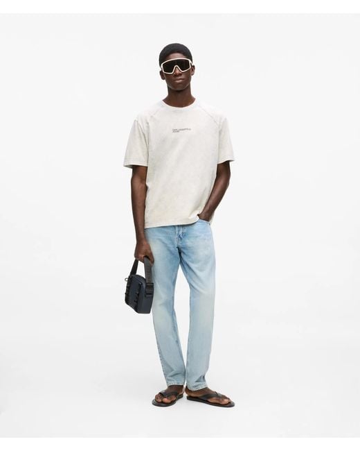 KL Jeans White Vintage Wash Tapered Jeans for men