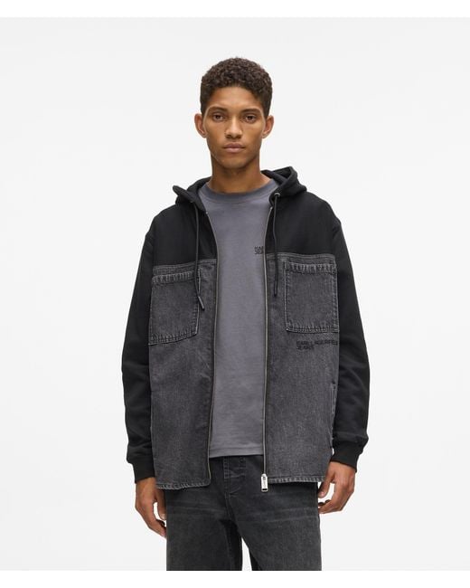 KL Jeans Black Denim Panel Jacket for men