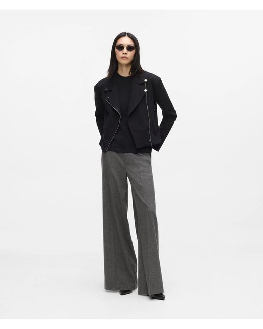 Karl Lagerfeld Black Zip-Up Biker Sweatshirt